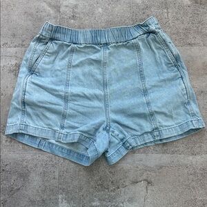 Madewell Light Blue Elastic-Waist Denim Shorts